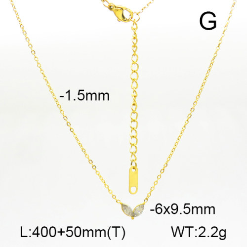 Stainless Steel Necklace  Zircon,Handmade Polished  7N4000473bhva-066