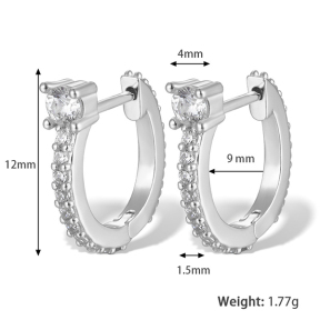925 Silver Earrings  WT:1.77g  12*1.5mm  JE3377bijl-Y28