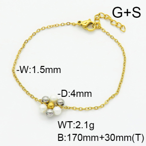 Stainless Steel Bracelet  Shell Beads  6B3001890vbmb-908