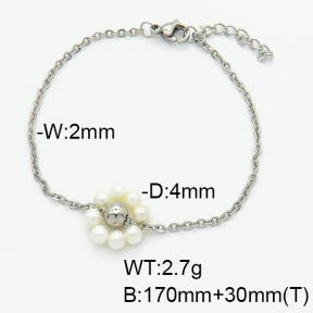Stainless Steel Bracelet  Shell Beads  6B3001893ablb-908