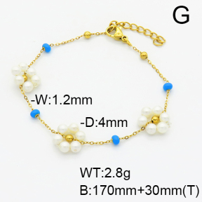 Stainless Steel Bracelet  Shell Beads & Enamel  6B3001894bhva-908