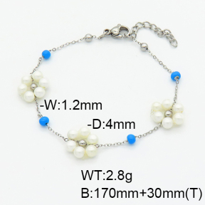 Stainless Steel Bracelet  Shell Beads & Enamel  6B3001895vbpb-908