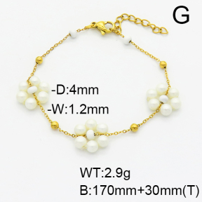 Stainless Steel Bracelet  Shell Beads & Enamel  6B3001896bhva-908