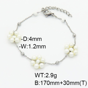 Stainless Steel Bracelet  Shell Beads & Enamel  6B3001897vbpb-908