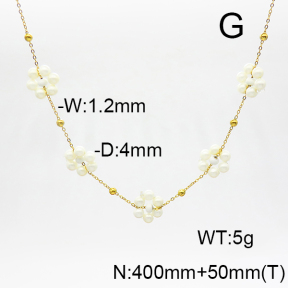 Stainless Steel Necklace  Shell Beads & Enamel  6N3001414vhmv-908