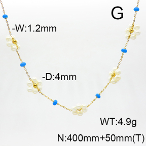 Stainless Steel Necklace  Shell Beads & Enamel  6N3001416vhmv-908