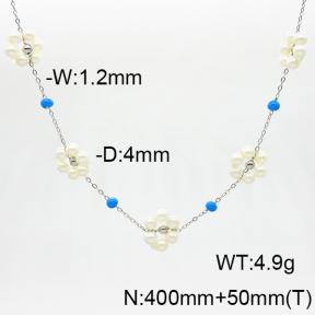 Stainless Steel Necklace  Shell Beads & Enamel  6N3001417ahlv-908