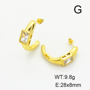 Stainless Steel Earrings  Zircon,Handmade Polished  6E4003664ahjb-G037