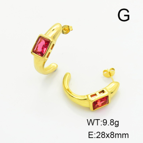 Stainless Steel Earrings  Zircon,Handmade Polished  6E4003666ahjb-G037