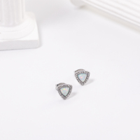 Stainless Steel Earrings  Synthetic Opal & Czech Stones,Handmade Polished  WT:1.3g  E:8mm  GEE001052ahlv-700
