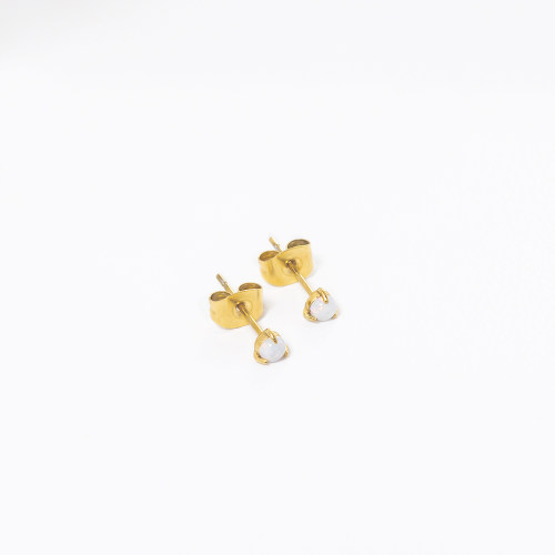 Stainless Steel Earrings  Synthetic Opal,Handmade Polished  WT:0.4g  E:4mm  GEE001063vhko-700