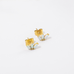 Stainless Steel Earrings  Synthetic Opal & Czech Stones,Handmade Polished  WT:0.9g  E:5x9mm  GEE001067vhoo-700