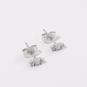 Stainless Steel Earrings  Synthetic Opal & Czech Stones,Handmade Polished  WT:0.5g  E:3x7mm  GEE001069bhjo-700