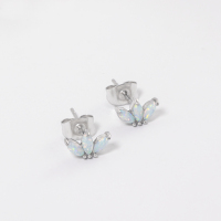 Stainless Steel Earrings  Synthetic Opal & Czech Stones,Handmade Polished  WT:0.9g  E:5x9mm  GEE001072vhmo-700