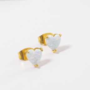 Stainless Steel Earrings  Synthetic Opal,Handmade Polished  WT:1g  E:7mm  GEE001073vhmv-700