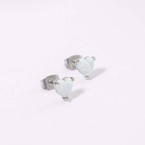 Stainless Steel Earrings  Synthetic Opal,Handmade Polished  WT:1g  E:7mm  GEE001076vhkb-700