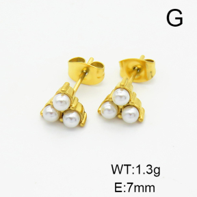 Stainless Steel Earrings  Plastic Imitation Pearls,Handmade Polished  6E3002470bhva-066