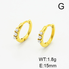 Stainless Steel Earrings  Plastic Imitation Pearls,Handmade Polished  6E3002471bhia-066
