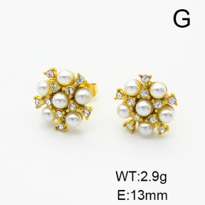 Stainless Steel Earrings  Plastic Imitation Pearls & Czech Stones,Handmade Polished  6E3002472bhia-066