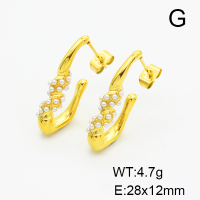 Stainless Steel Earrings  Plastic Imitation Pearls,Handmade Polished  6E3002475bhia-066