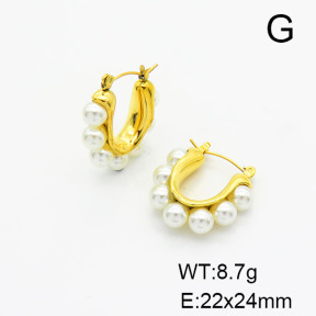 Stainless Steel Earrings  Plastic Imitation Pearls,Handmade Polished  6E3002480vhkb-066