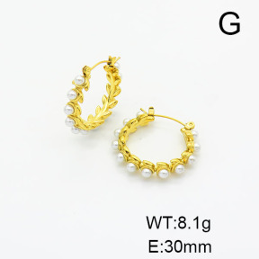 Stainless Steel Earrings  Plastic Imitation Pearls,Handmade Polished  6E3002481bhia-066