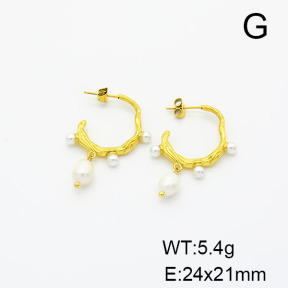 Stainless Steel Earrings  Cultured Freshwater Pearls & Plastic Imitation Pearls,Handmade Polished  6E3002482vhkb-066