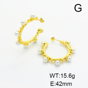 Stainless Steel Earrings  Plastic Imitation Pearls,Handmade Polished  6E3002485vhkb-066