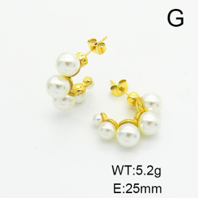 Stainless Steel Earrings  Plastic Imitation Pearls,Handmade Polished