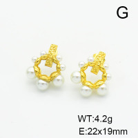 Stainless Steel Earrings  Plastic Imitation Pearls,Handmade Polished  6E3002487vhkb-066