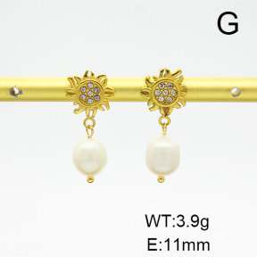 Stainless Steel Earrings  Cultured Freshwater Pearls & Czech Stones,Handmade Polished  6E4003678bhia-066