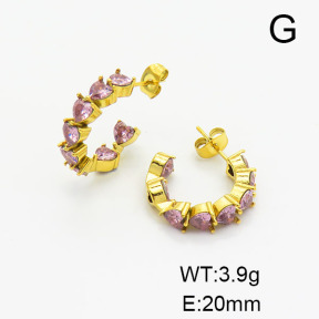Stainless Steel Earrings  Zircon,Handmade Polished  6E4003683vhkb-066
