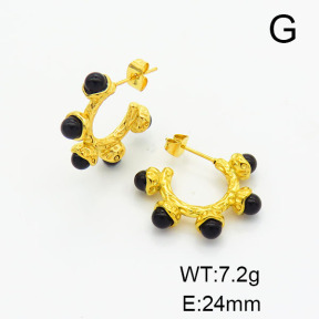 Stainless Steel Earrings  Agate,Handmade Polished  6E4003688bhia-066