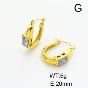 Stainless Steel Earrings  Zircon,Handmade Polished  6E4003691vhkb-066