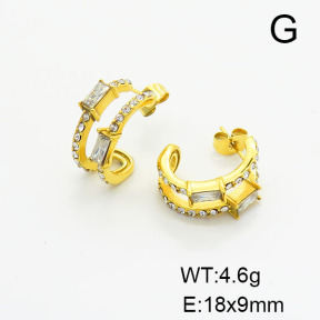 Stainless Steel Earrings  Zircon & Czech Stones,Handmade Polished  6E4003693vhkb-066