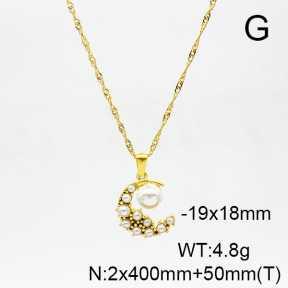 Stainless Steel Necklace  Shell Beads & Plastic Imitation Pearls,Handmade Polished  6N4003718bhia-066