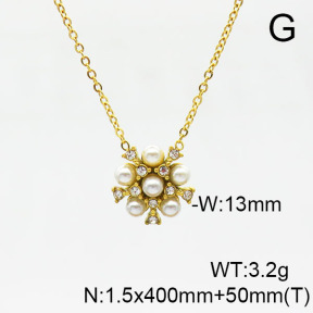 Stainless Steel Necklace  Plastic Imitation Pearls & Czech Stones,Handmade Polished  6N4003721bhia-066