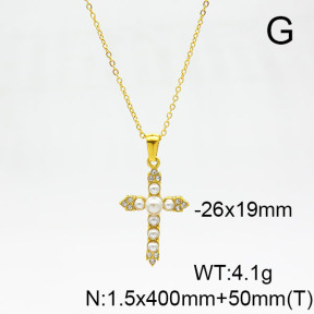 Stainless Steel Necklace  Plastic Imitation Pearls & Czech Stones,Handmade Polished  6N4003722bhia-066