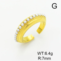 Stainless Steel Ring  Plastic Imitation Pearls,Handmade Polished  6R3000221bhva-066