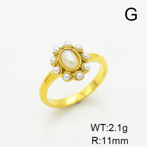 Stainless Steel Ring  Plastic Imitation Pearls,Handmade Polished  6-8#  6R3000224bhia-066