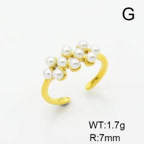 Stainless Steel Ring  Plastic Imitation Pearls,Handmade Polished  6R3000226bhia-066
