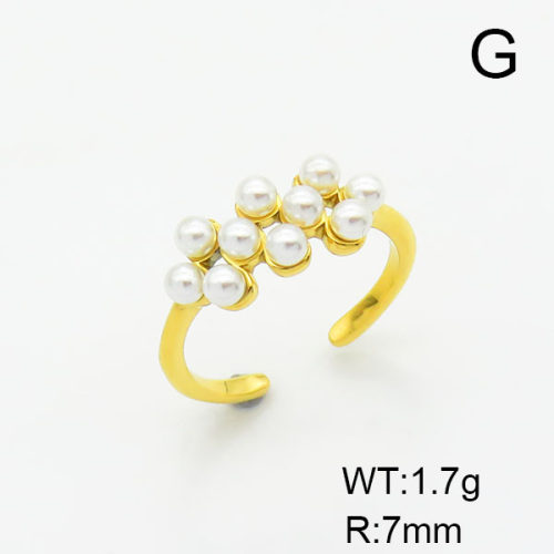 Stainless Steel Ring  Plastic Imitation Pearls,Handmade Polished  6R3000226bhia-066