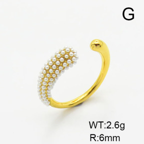 Stainless Steel Ring  Plastic Imitation Pearls,Handmade Polished  6R3000227bhia-066