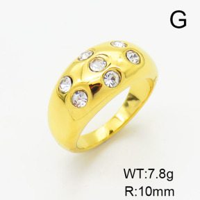 Stainless Steel Ring  Czech Stones,Handmade Polished  6-8#  6R4000756bhia-066