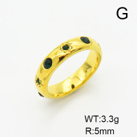 Stainless Steel Ring  Czech Stones,Handmade Polished  6-8#  6R4000760bhia-066