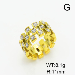 Stainless Steel Ring  Zircon,Handmade Polished  6-8#  6R4000772vhkb-066