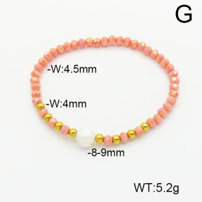 Stainless Steel Bracelet  Glass Beads & Cultured Freshwater Pearls  6B4002497vbll-908  6B4002497vbll-908