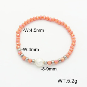 Stainless Steel Bracelet  Glass Beads & Cultured Freshwater Pearls  6B4002498ablb-908  6B4002498ablb-908