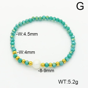 Stainless Steel Bracelet  Glass Beads & Cultured Freshwater Pearls  6B4002499vbll-908  6B4002499vbll-908