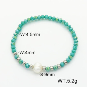 Stainless Steel Bracelet  Glass Beads & Cultured Freshwater Pearls  6B4002500ablb-908  6B4002500ablb-908
